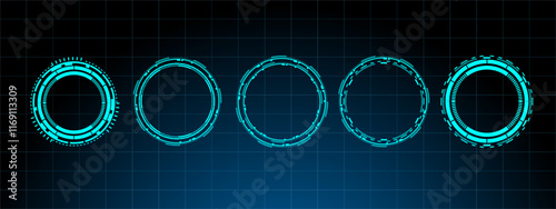 Set circle technology sci-fi and futuristic frame vector editable