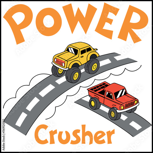 Monster Trucks Racing T-Shirt Vector Design