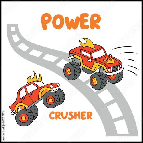 Monster Trucks Racing T-Shirt Vector Design