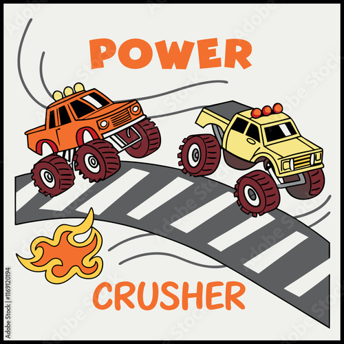 Monster Trucks Racing T-Shirt Vector Design