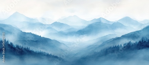 Wallpaper Mural Serene blue misty mountain range landscape. Torontodigital.ca