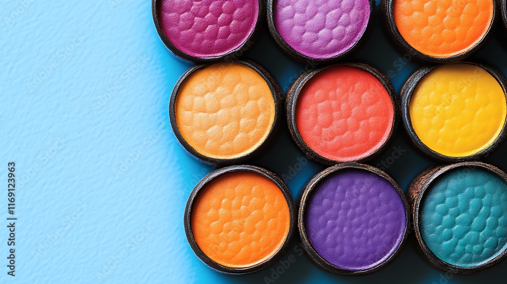 Colorful Circular Paint Samples Arranged In Rows Colorful Circular Paint Samples Arranged In Rows