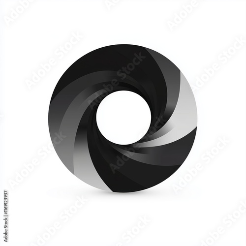 Geometric concentric curves merging into a striking modern circular art piece photo