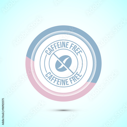 Caffeine free icon design illustration, No caffeine badge, sticker label design. Pastel Color Button Design