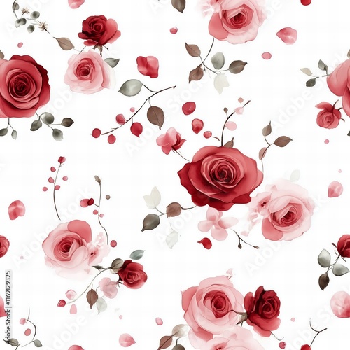Wallpaper Mural Romantic Rose Print Seamless Pattern 300 DPI Torontodigital.ca