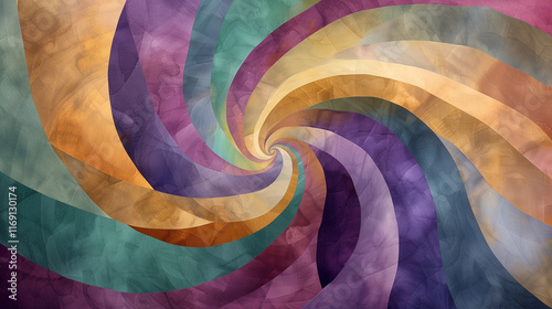 Colorful spiral design in watercolor Mardi Gras tones photo