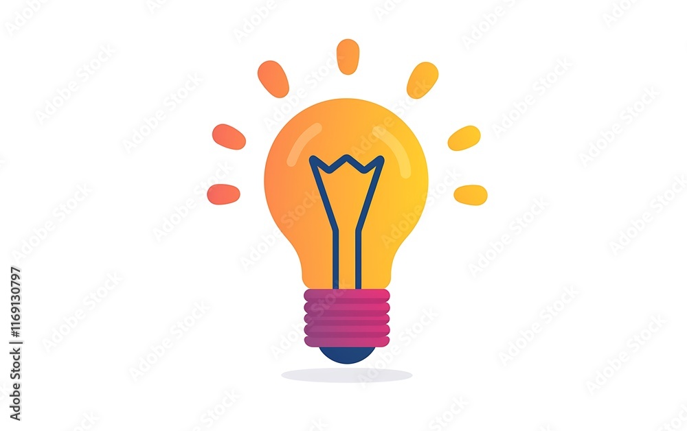 Gradient yellow lightbulb icon, idea, innovation, solution symbol. Gradient yellow lightbulb icon, idea, innovation, solution symbol.
