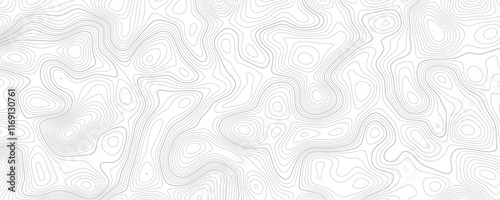 Abstract background wavy topographic line map. Contour geography map grid abstract backdrop. Seamless pattern and banner design. Modern and dynamic feel to topographic mapping vector illustration.