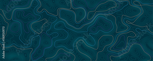 Abstract background wavy topographic line map. Contour geography map grid abstract backdrop. Seamless pattern and banner design. Modern and dynamic feel to topographic mapping vector illustration.