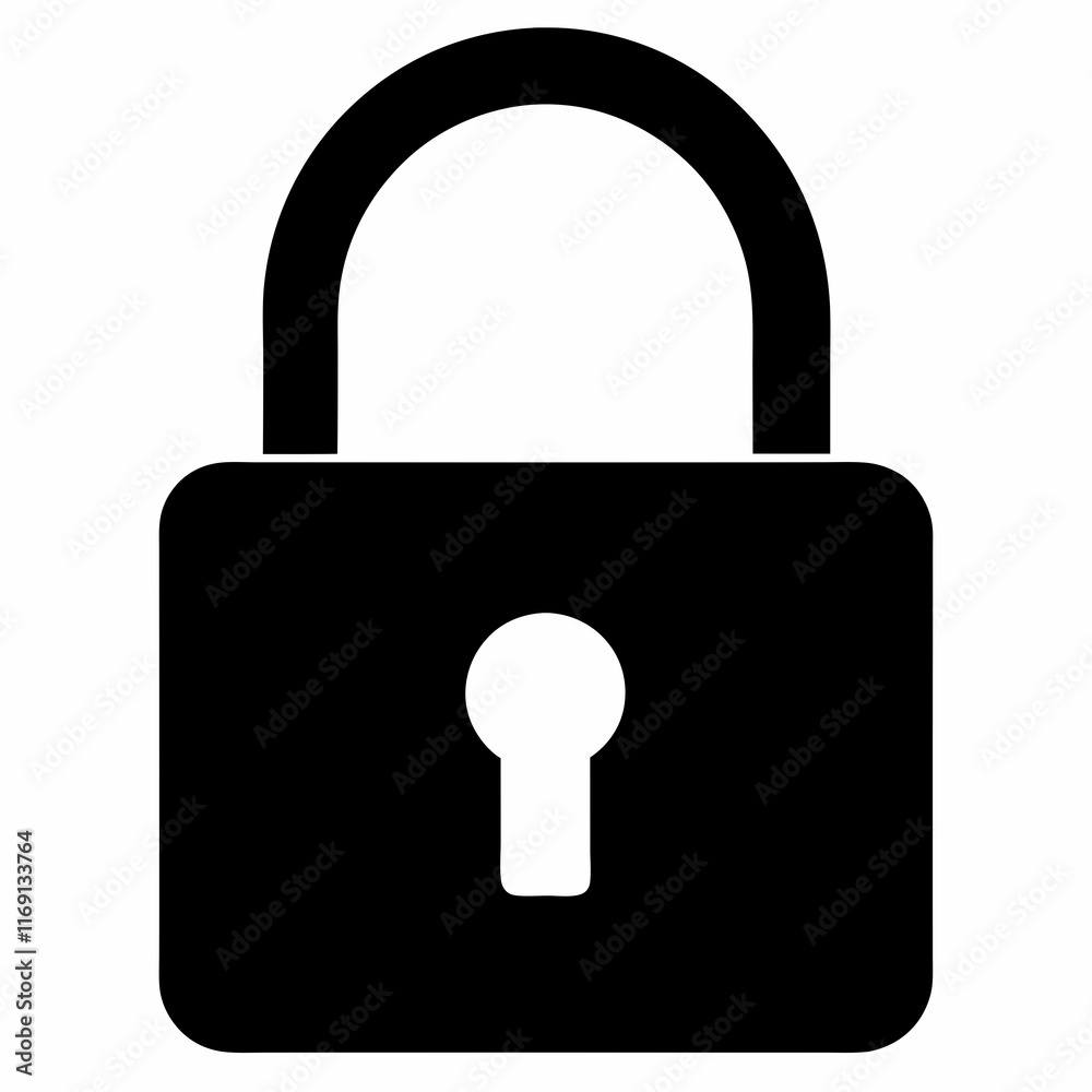Black Padlock Silhouette Vector Illustration Black Padlock Silhouette Vector Illustration
