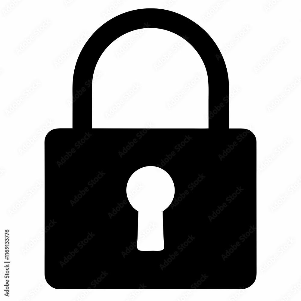 Black Padlock Silhouette Vector Illustration Black Padlock Silhouette Vector Illustration