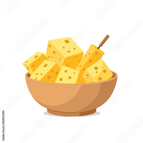 Cheese dices and slices vector illustration