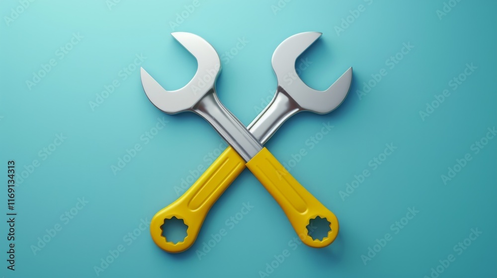 Two crossed wrenches on a bright background. Suitable for illustrating articles on repairs, tools and maintenance. Two crossed wrenches on a bright background. Suitable for illustrating articles on repairs, tools and maintenance.