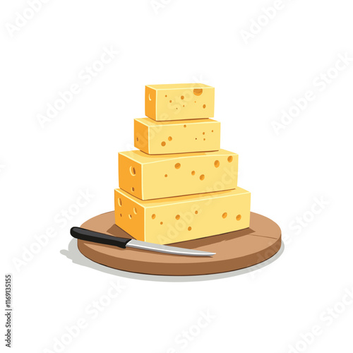 Cheese dices and slices vector illustration