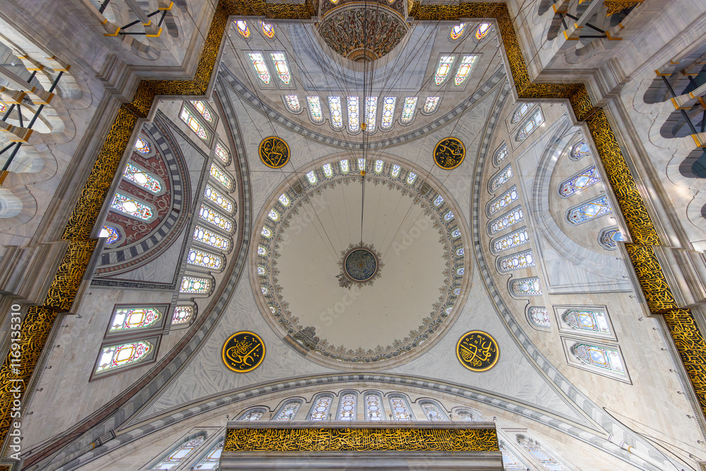 A beautiful view of the Nuruosmaniye Camii, the mosque near the Grand Bazaar in Istanbul, Turkey