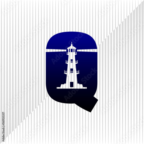 Lighthouse logo. lighthouse combined with initial letter Q logo photo