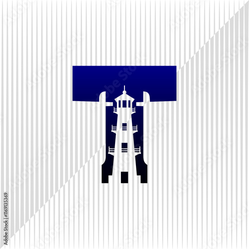 Lighthouse logo. lighthouse combined with initial letter T logo photo