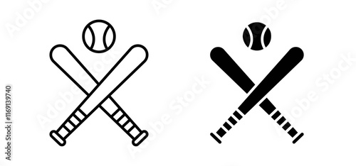 Baseball icons in black and white colors