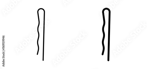 Bobby pin icons in black and white colors