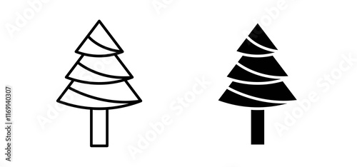 Christmas tree icons in black and white colors