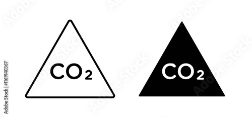 CO2 warning signs set in black and white colors