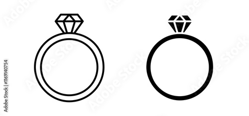 Diamond ring icons in black and white colors