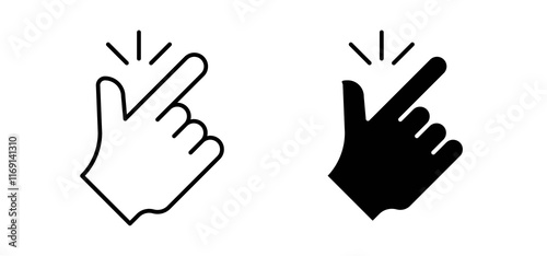 Finger snapping icons in black and white colors