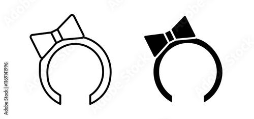 Hair tie icons in black and white colors