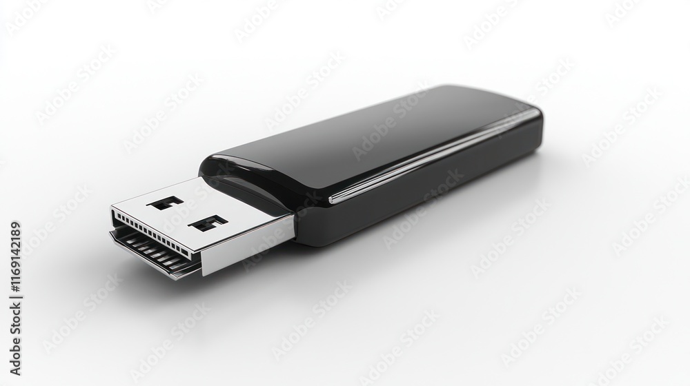 Black USB flash drive on white background. (4) Black USB flash drive on white background. (4)
