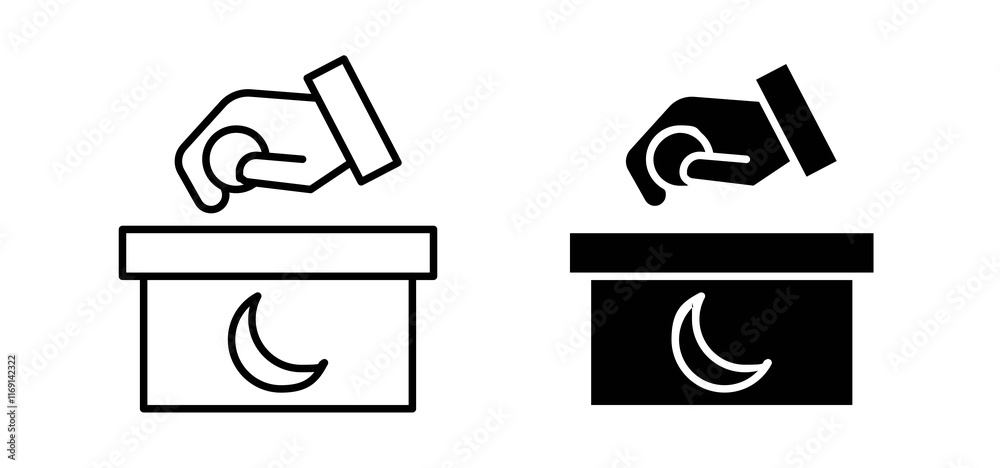Infaq icons in black and white colors Infaq icons in black and white colors