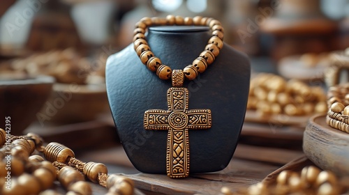 Ethiopian Cross Necklace Intricate Patterns Reflecting Spiritual and LandBased Heritage in Ethiopia photo