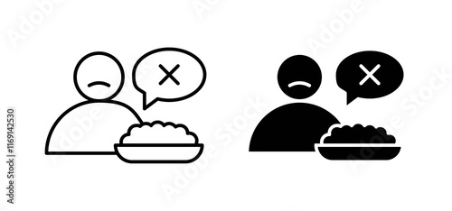 Lack of appetite icons in black and white colors