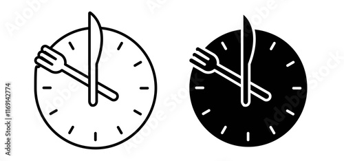 Lunch time icons in black and white colors
