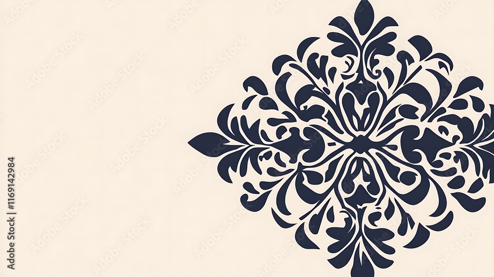 Elegant Dark Floral Design On Beige Background Elegant Dark Floral Design On Beige Background