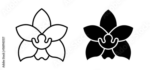 Moth orchid icons in black and white colors