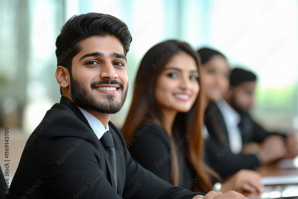 young indian business people sitting at office young indian business people sitting at office