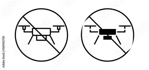 No fly drones sign vector in black and red colors