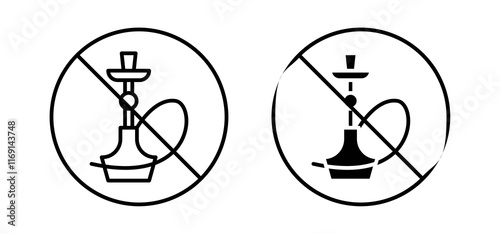 No hookah sign vector in black and red colors