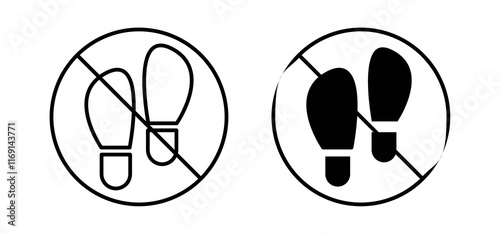 No foot print sign vector in black and red colors