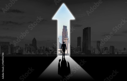 Businessmen looking to the future. Theme photo of success in business. 