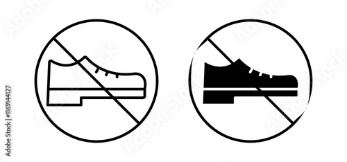 No shoes sign vector in black and red colors