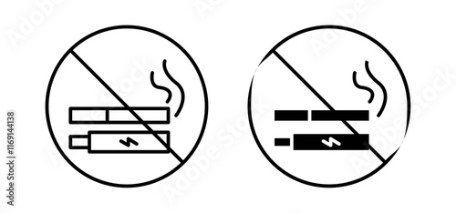 No smoking including electronic cigarettes sign vector in black and red colors