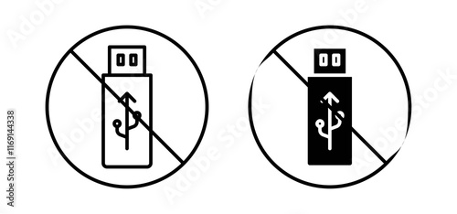No USB flash drive sign vector in black and red colors