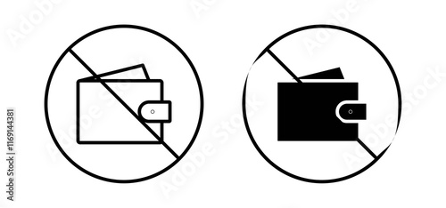 No wallet sign vector in black and red colors