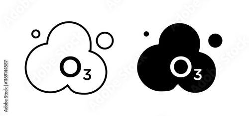 Ozonation icons in black and white colors
