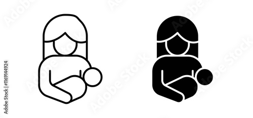 Postnatal care icons in black and white colors