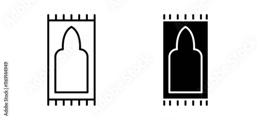 Prayer rug icons in black and white colors