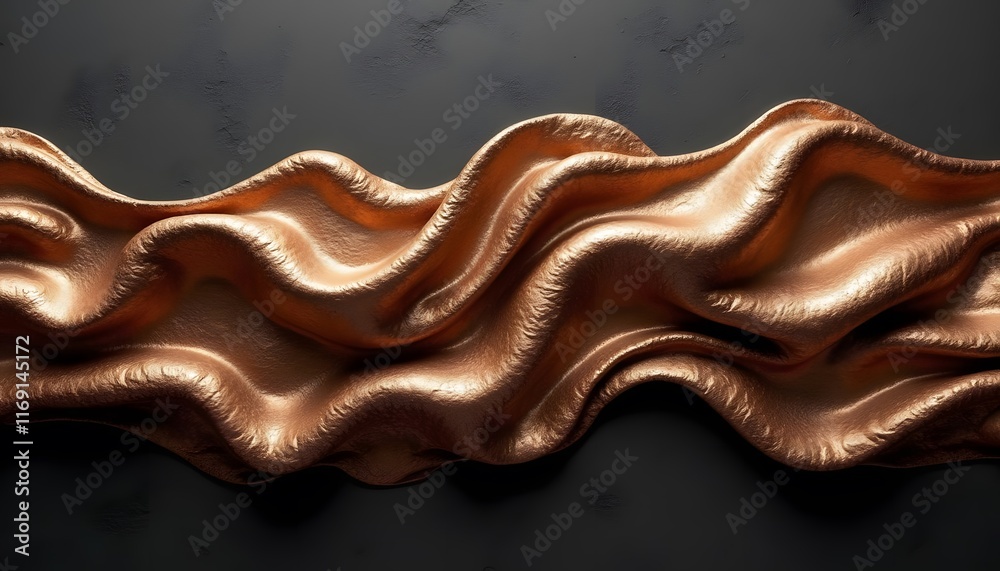 Abstract Bronze ribbon with Flowing Waves on a Dark Background Abstract Bronze ribbon with Flowing Waves on a Dark Background