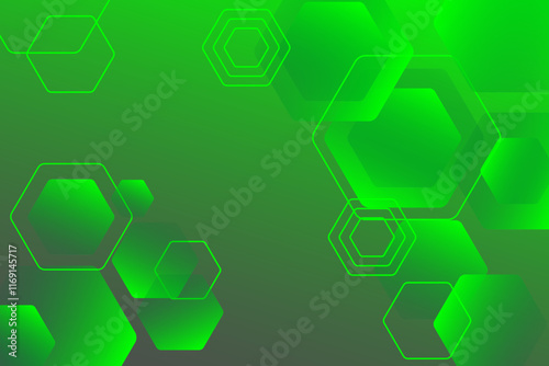 green geometric abstract background, green hexagonal gradient geometric abstract backdrop