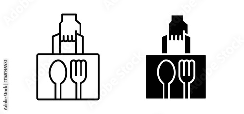 Take away food icons in black and white colors